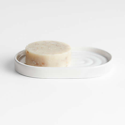 Chet White Ceramic Soap Dish/Sponge Holder