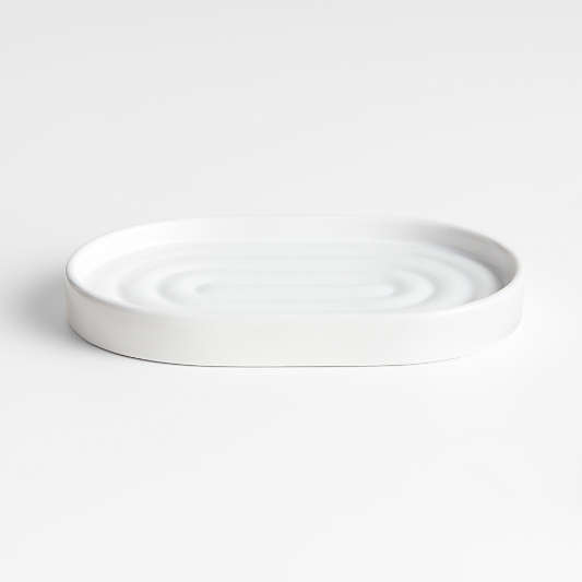 Chet White Ceramic Soap Dish/Sponge Holder