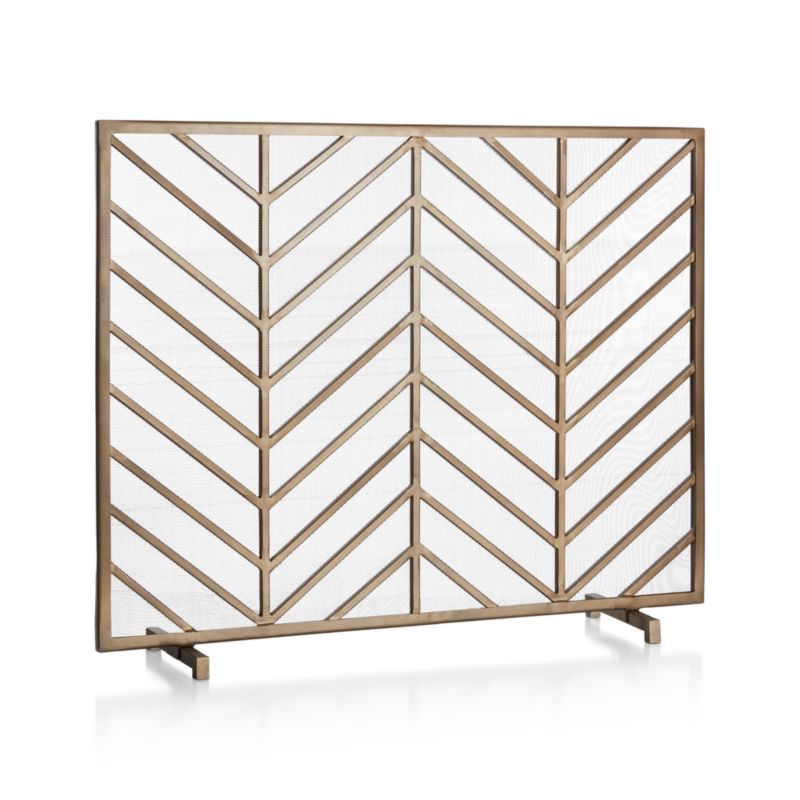 Chevron Antique Brass Fireplace Screen - image 7 of 14