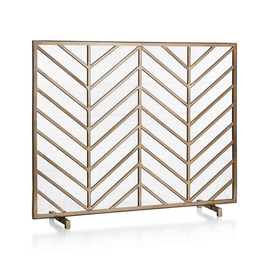 Crate&Barrel Chevron Antique Brass Fireplace Screen