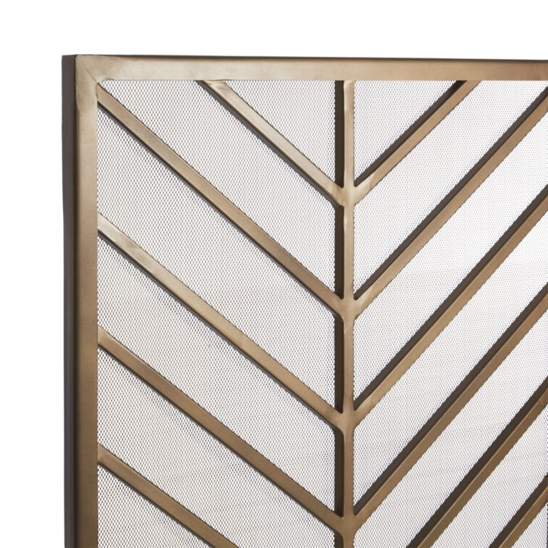 Chevron Antique Brass Fireplace Screen - image 8 of 14