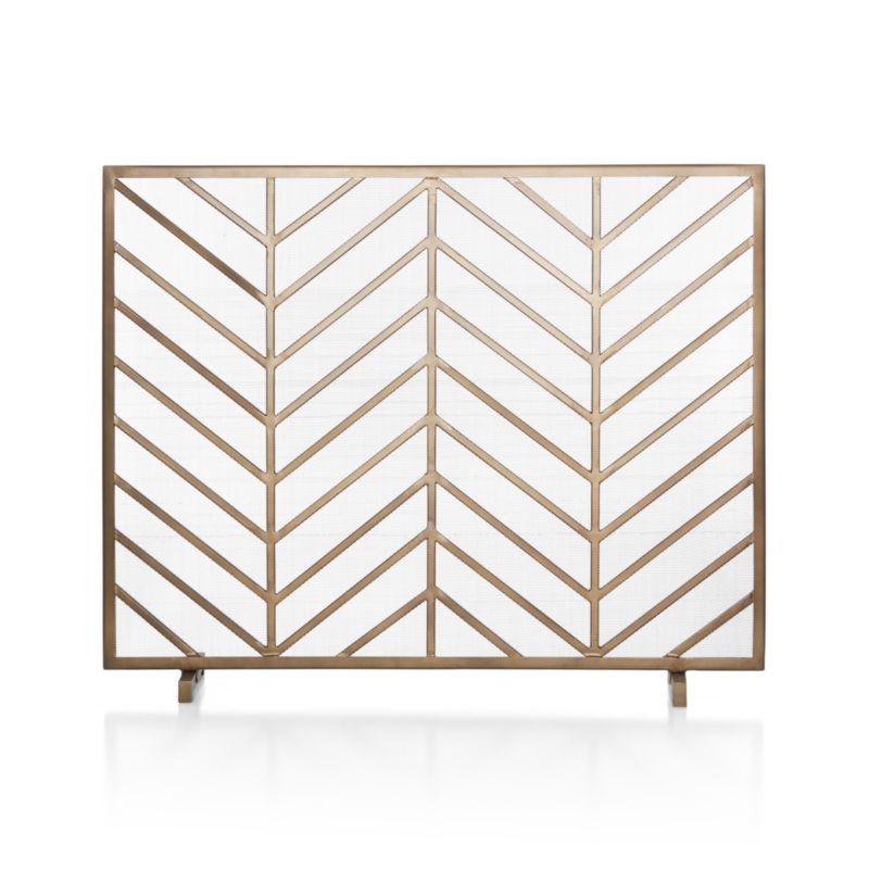 Chevron Antique Brass Fireplace Screen - image 9 of 14