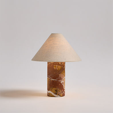 View Chez Red Marble Mini Table Lamp with Fabric Shade 14" details