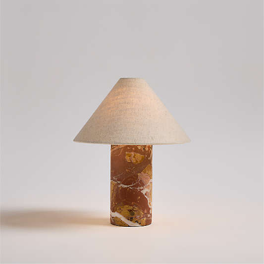 Chez Red Marble Mini Table Lamp with Fabric Shade 14"