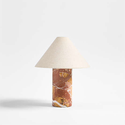 Chez Red Marble Mini Table Lamp with Fabric Shade 14"