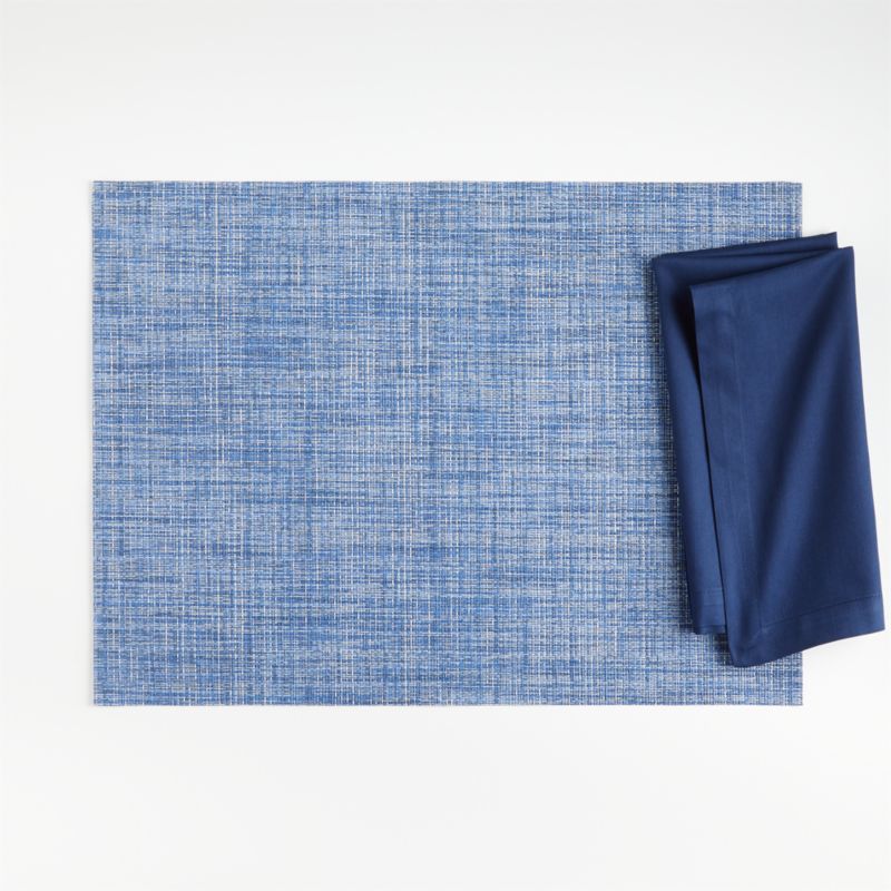Chilewich ® Rectangular Crepe Blue Easy-Clean Vinyl Placemat