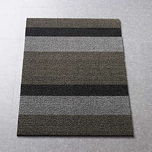 James Perse Double Striped Door Mat 2ft x 3ft - Black/Black Marle/Pearl Grey