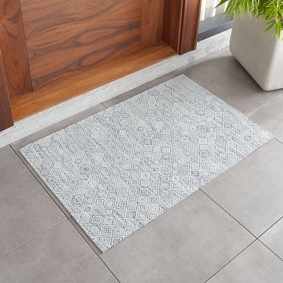 Chilewich Mosaic Blue Woven Indoor/Outdoor Floormat 23"x36" + Reviews | Crate & Barrel