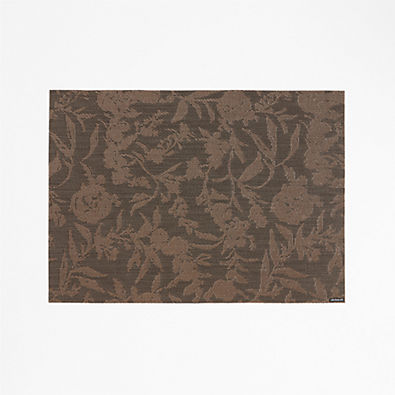 View Chilewich ® Rectangular Earth Brown Floral Easy-Clean Vinyl Placemat details