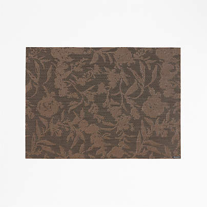 Chilewich ® Rectangular Earth Brown Floral Easy-Clean Vinyl Placemat