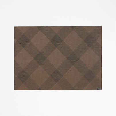 Chilewich ® Rectangular Earth Brown Plaid Easy-Clean Vinyl Placemat