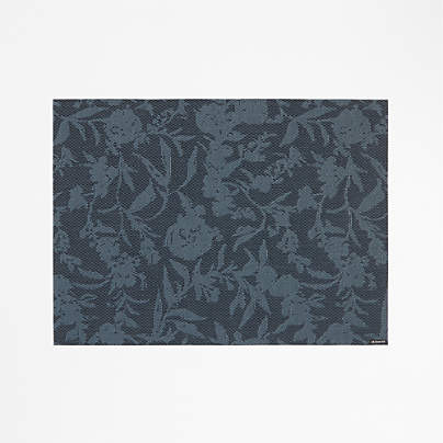 Chilewich ® Rectangular Indigo Floral Easy-Clean Vinyl Placemat