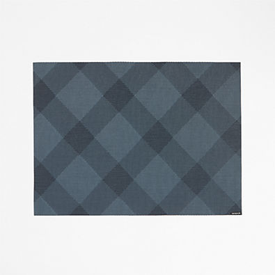 View Chilewich ® Rectangular Indigo Plaid Easy-Clean Vinyl Placemat details