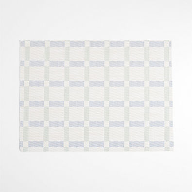 View Chilewich® Light Navy and Verte Green Rectangular Tile Easy-Clean Vinyl Placemat details