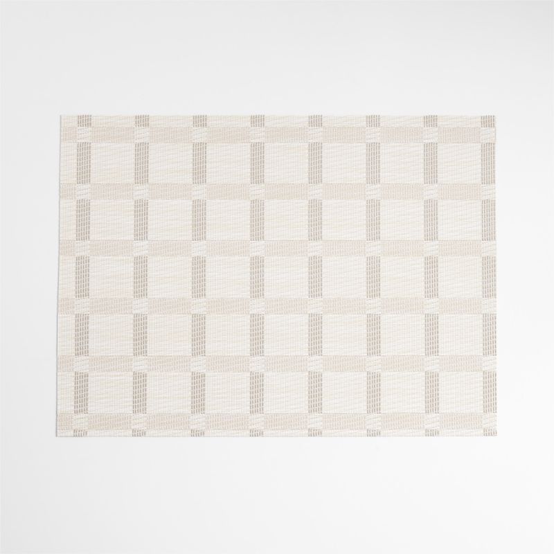 Chilewich® Natural Taupe and Calm Beige Rectangular Tile Easy-Clean Vinyl Placemat