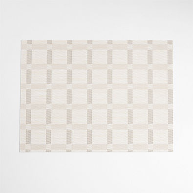 View Chilewich® Natural Taupe and Calm Beige Rectangular Tile Easy-Clean Vinyl Placemat details