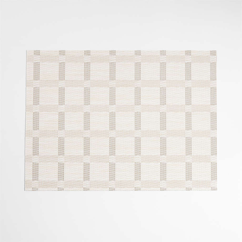 Chilewich Natural Taupe and Calm Beige Rectangular Tile Easy-Clean