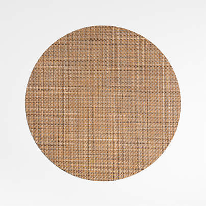 Chilewich ® Basketweave Round Teak Vinyl Placemat