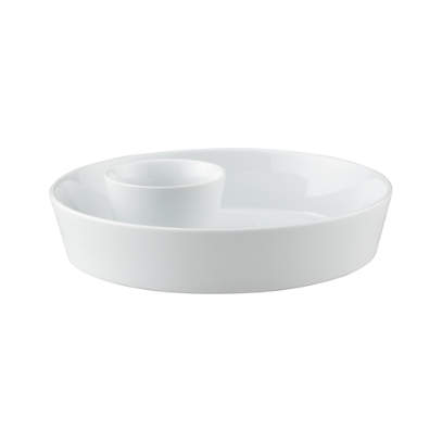 White Ceramic Chip and Dip Serving Platter - Hudson Grace