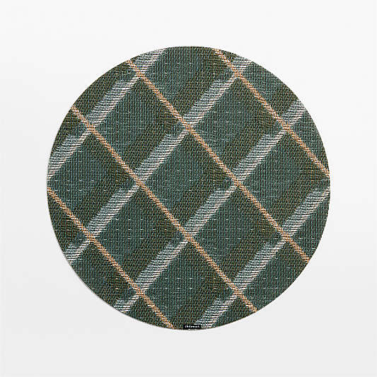 Chilewich ® Holiday Plaid Green Round Placemat