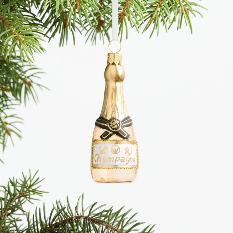 Glass Champagne Bottle Christmas Tree Ornament Set of 6 - image 1 of 3