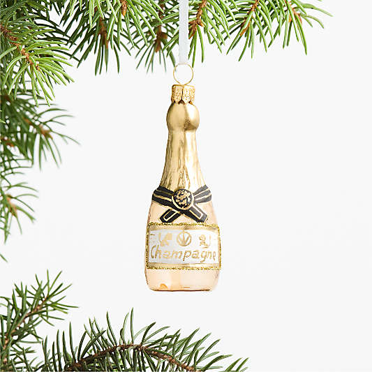 Glass Champagne Bottle Christmas Tree Ornament