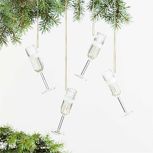 Champagne Glass Christmas Tree Ornament, Set of 4