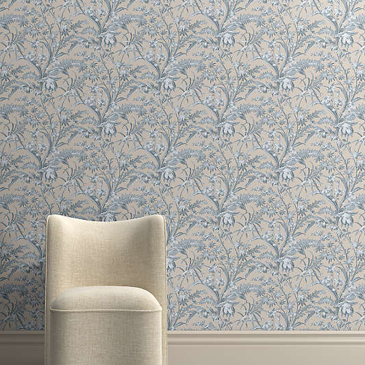Charleston Blue Floral Wallpaper