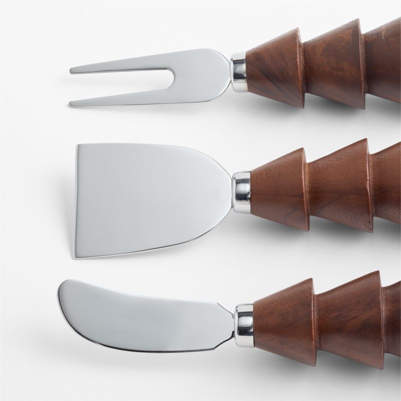 Walnut Finish Tree Cheese Knives, Set of 3 - image 1 of 2