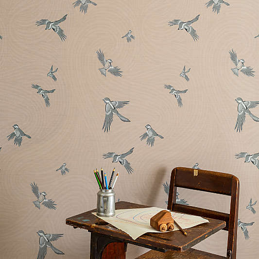 Chasing Paper Blush Pink Chickadee Peel and Stick Wallpaper