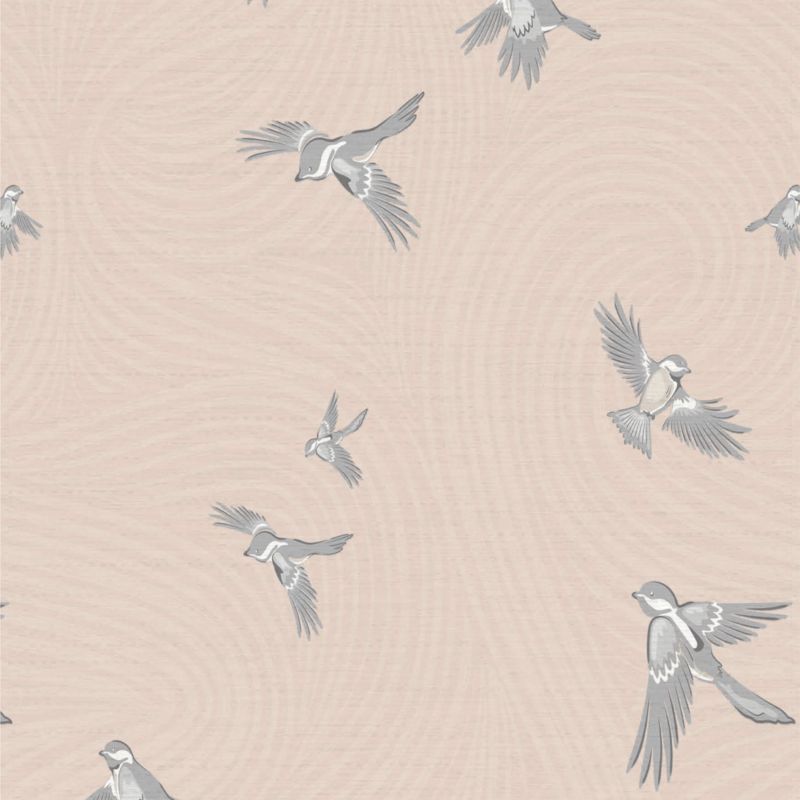 Chasing Paper Blush Pink Chickadee Peel and Stick Wallpaper 2'x12' - image 3 of 4