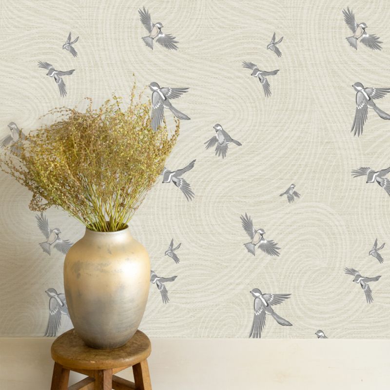 Chasing Paper Light Tan Chickadee Peel and Stick Wallpaper 2'x8' - image 0 of 2