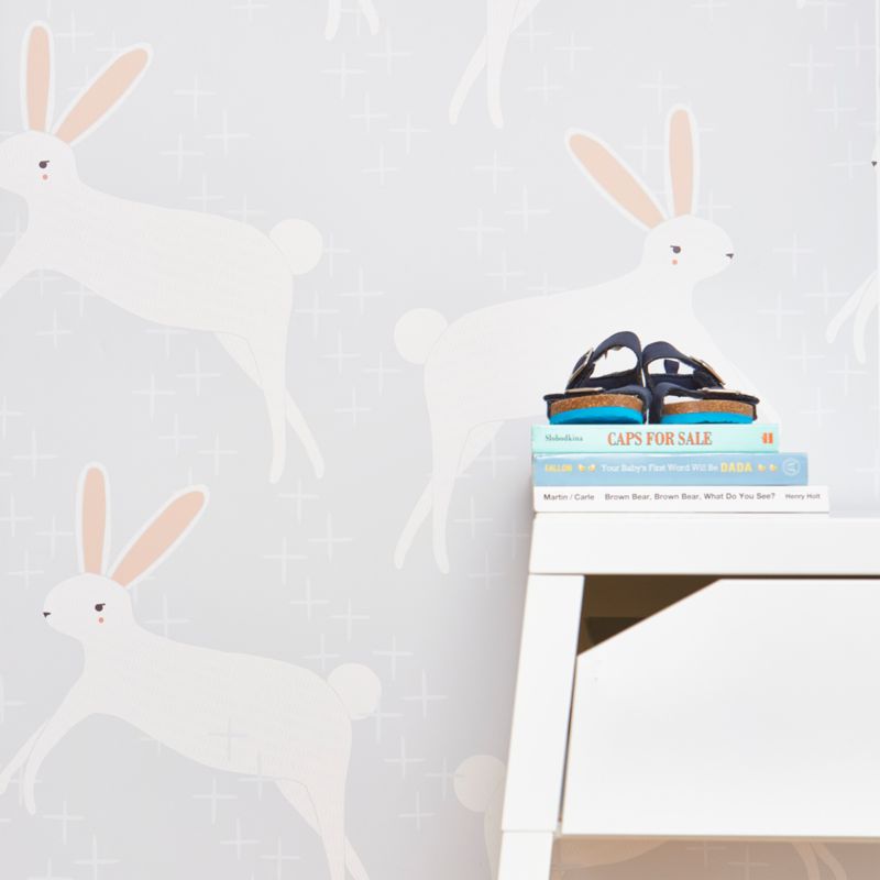 Chasing Paper Grey Leaping Bunnies Peel and Stick Wallpaper 2'x8' - image 0 of 3