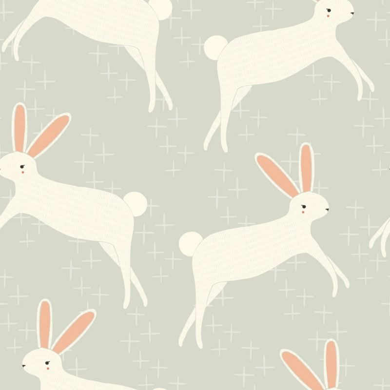 Chasing Paper Grey Leaping Bunnies Peel and Stick Wallpaper 2'x8' - image 1 of 3