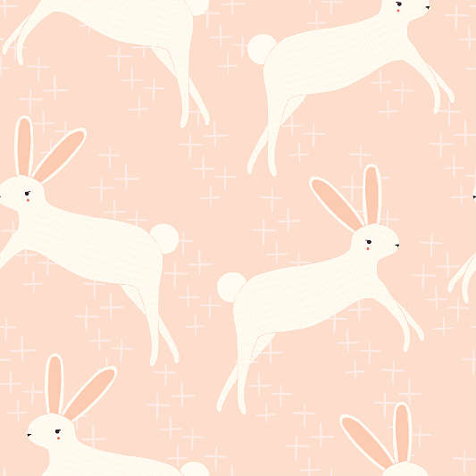 Chasing Paper Pink Leaping Bunnies Peel and Stick Wallpaper