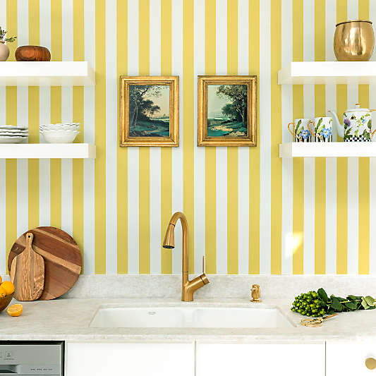 Chasing Paper Chartreuse Yellow Resort Stripe Peel and Stick Wallpaper