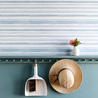 Chasing Paper Blue and Grey Stripes Peel and Stick Wallpaper 2'x8'