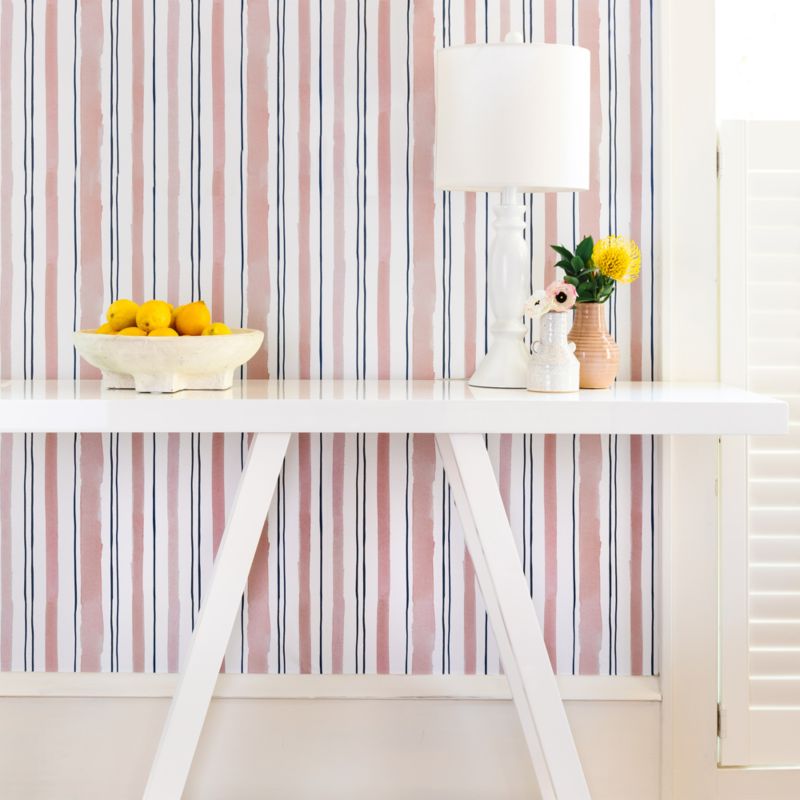 Chasing Paper Navy and Mauve Stripes Peel and Stick Wallpaper 2'x12' - image 0 of 2