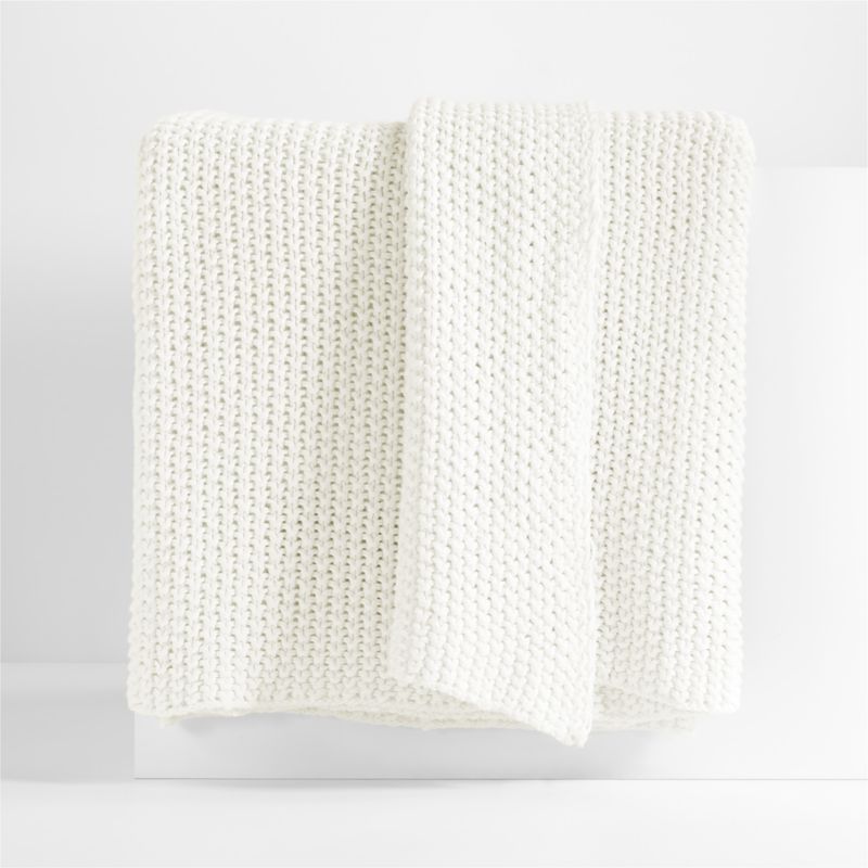 White thick knit blanket sale