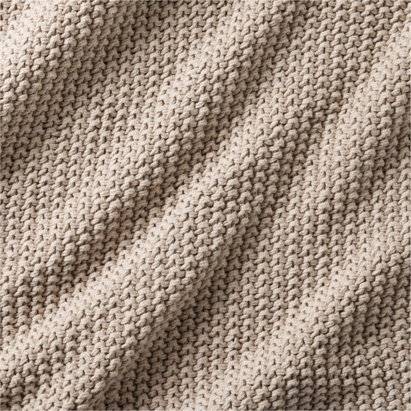 Organic Cotton 80"x80" Sand Beige Chunky Hand-Knit Bed Throw Blanket - image 9 of 10