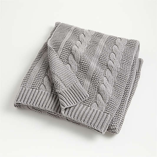 Chunky Knit Grey Blanket