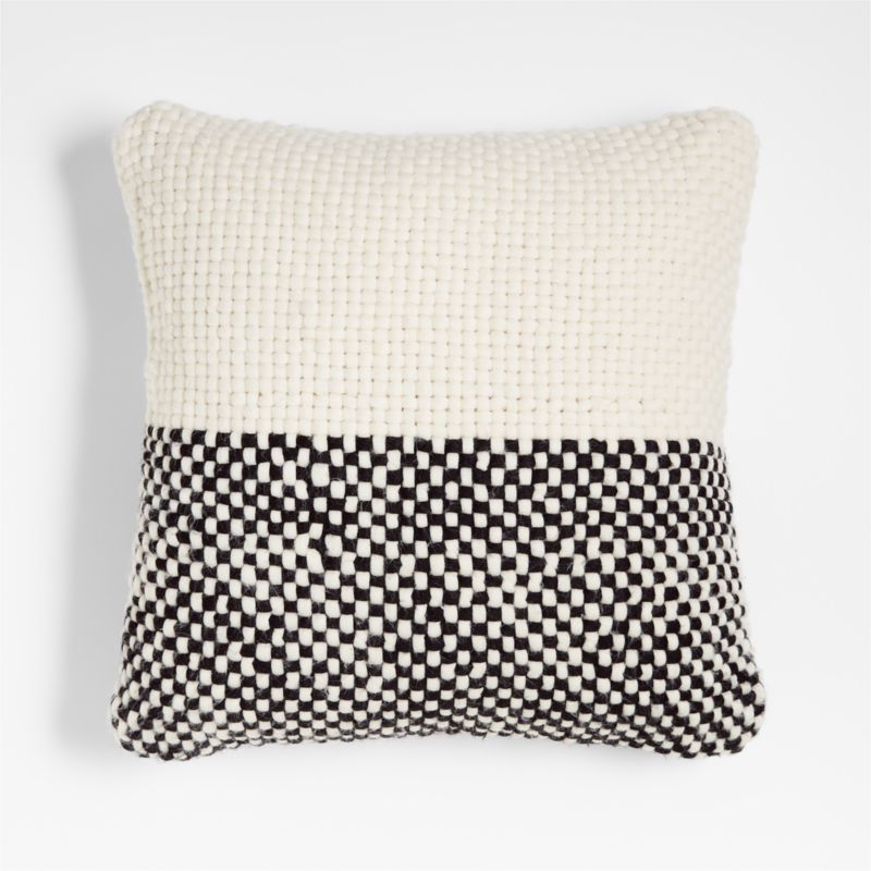 Ink Black and Arctic Ivory Chunky Knit 20"x20" Throw Pillow Cover
