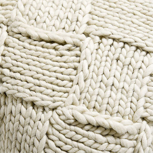 Chunky Melange Wool Knit 23"x23" Arctic Ivory Throw Pillow Cover