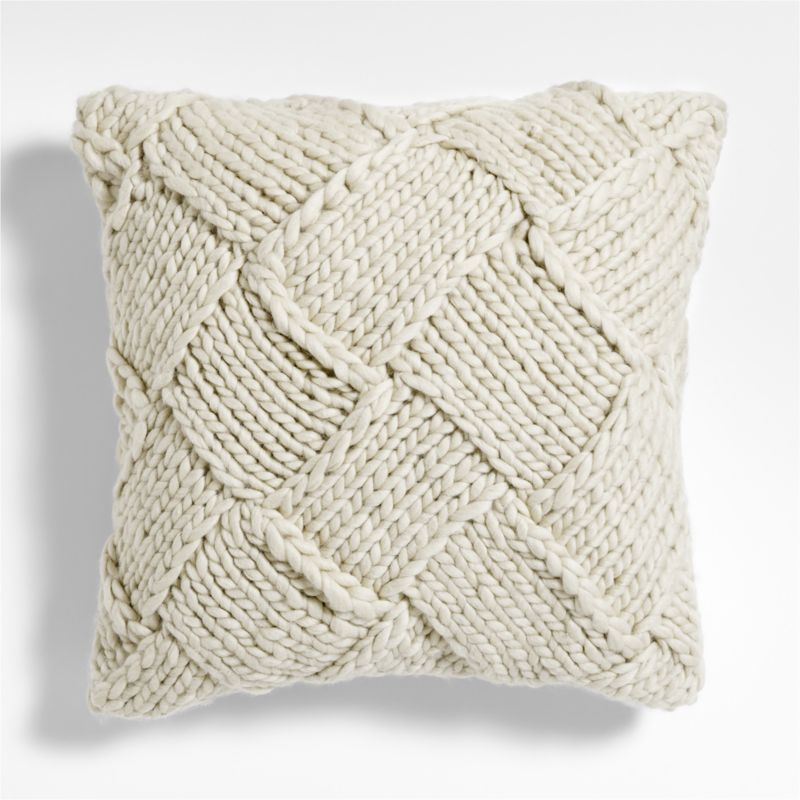 Chunky Melange Wool Knit 23"x23" Arctic Ivory Throw Pillow with Feather Insert - image 0 of 3