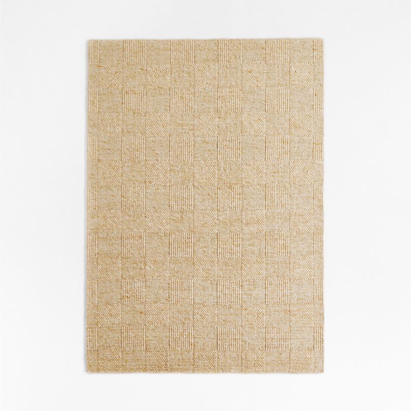Hi/Low Square Stone Tan Flatweave Kids Performance Area Rug 5x8