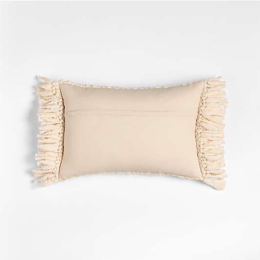 Chunky Woven Wool Fringe 22"x15" Arctic Ivory Throw Pillow Cover