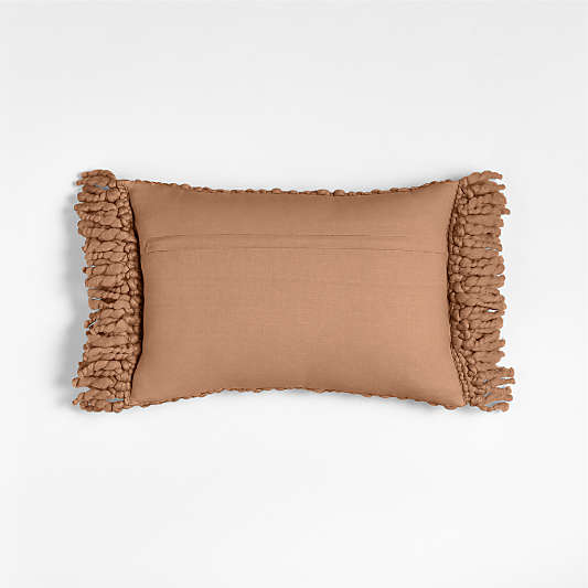 Chunky Woven Wool Fringe 22"x15" Sierra Tan Throw Pillow Cover