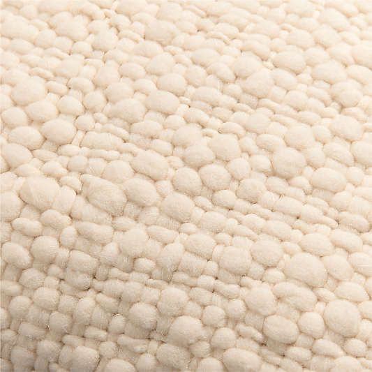 Chunky Woven Wool Fringe 23"x23" Arctic Ivory Throw Pillow with Down-Alternative Insert