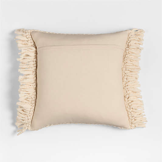 Chunky Woven Wool Fringe 23"x23" Arctic Ivory Throw Pillow Cover