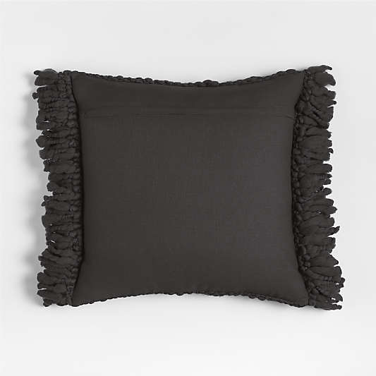 Chunky Woven Wool Fringe 23"x23" Storm Grey Throw Pillow Cover